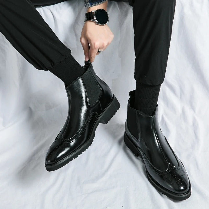 Margot | Elegant Brogue Chelsea Boots With Premium Leather