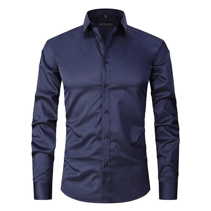 Declan | Sleek White Button-Up Long Sleeve Dress Shirt