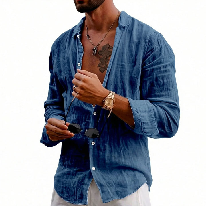 Margot | Elegant White Button-Up Linen Shirt Men's Summer Style