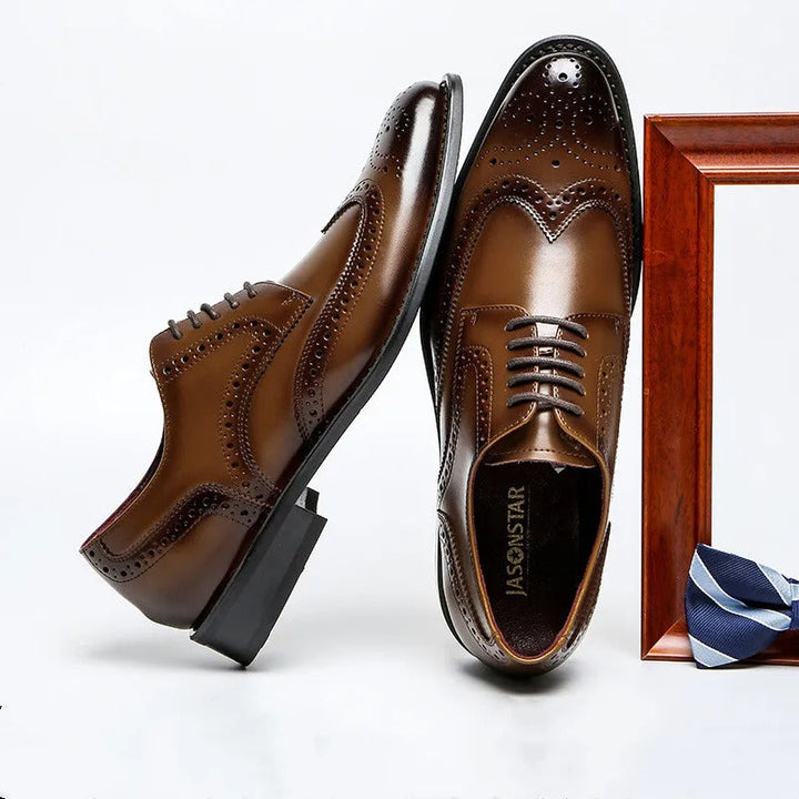 Pembroke | Elegant Brown Leather Wingtip Oxford Dress Shoes