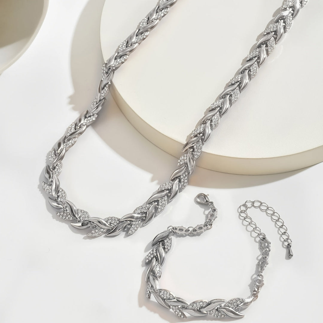 Imogen | Elegant Rose Gold Crystal Chain Necklace & Bracelet Set