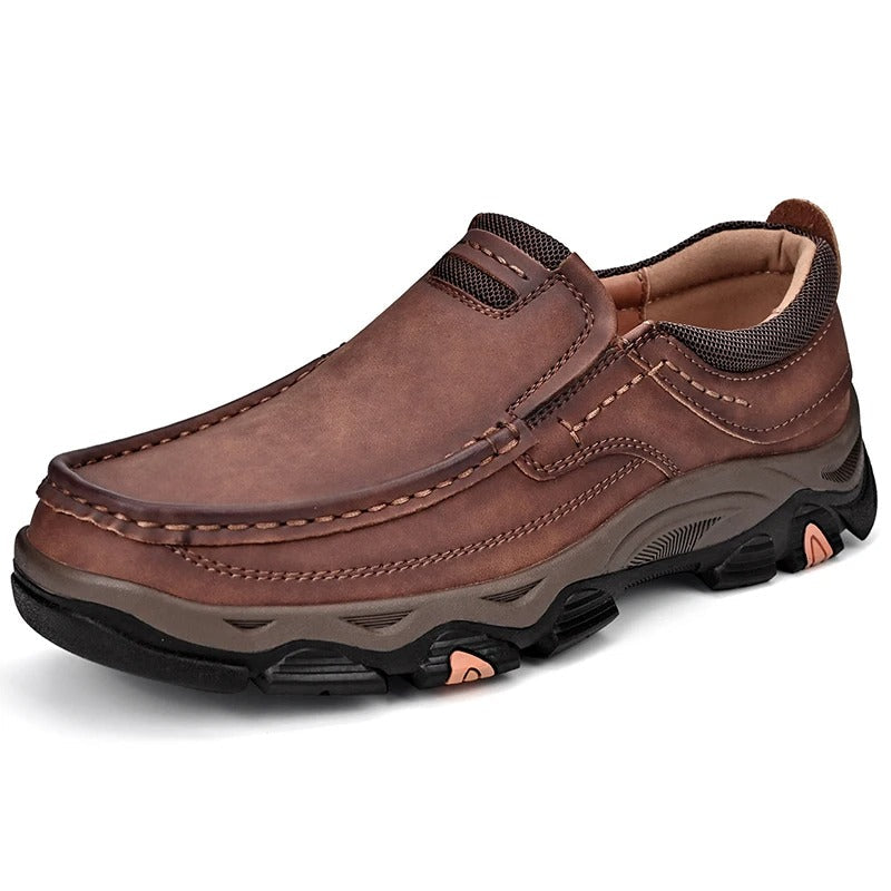 Kai | Sleek Brown Leather Slip-On Loafers For Men
