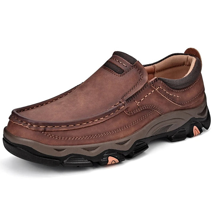 Kai | Sleek Brown Leather Slip-On Loafers For Men