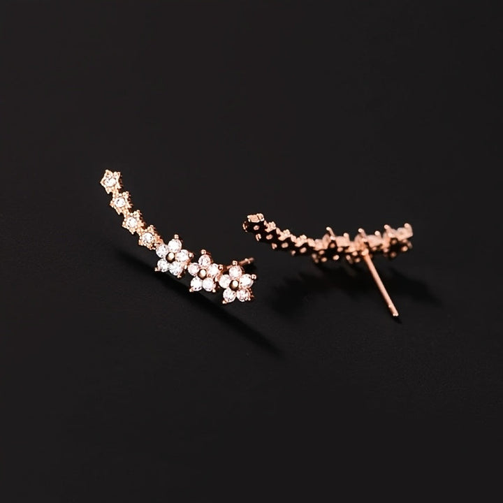 Millie | Elegant Floral Crystal Ear Climber Earrings