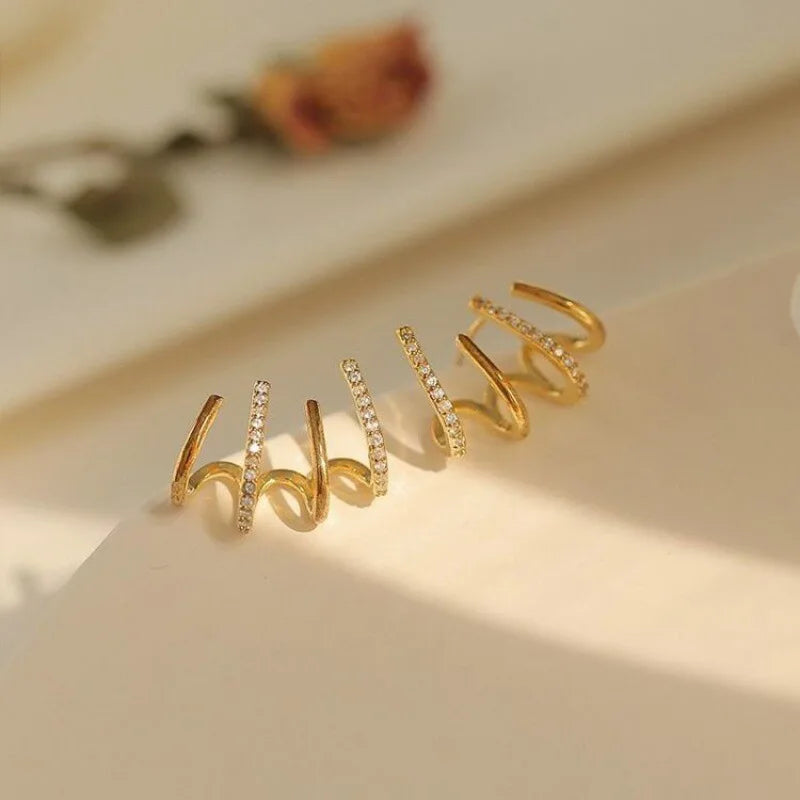 Beatriz | Elegant Gold Crystal Hoop Earrings With Rhinestone Details