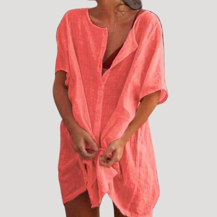 Annabelle | Chic V-Neck Cotton Beach Cover Up Mini Dress