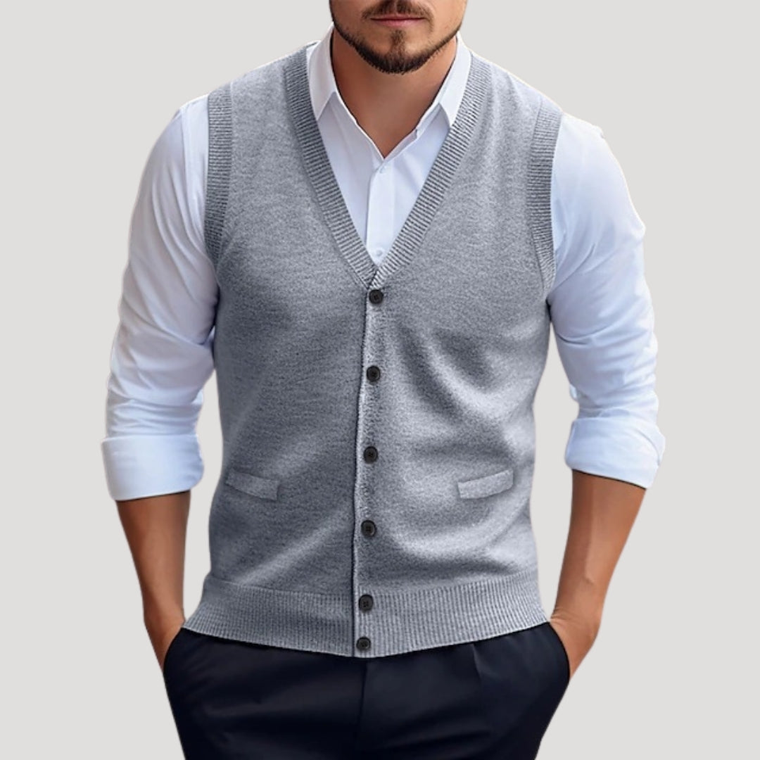 Eliana | Stylish V-Neck Sleeveless Button-Up Knitted Waistcoat