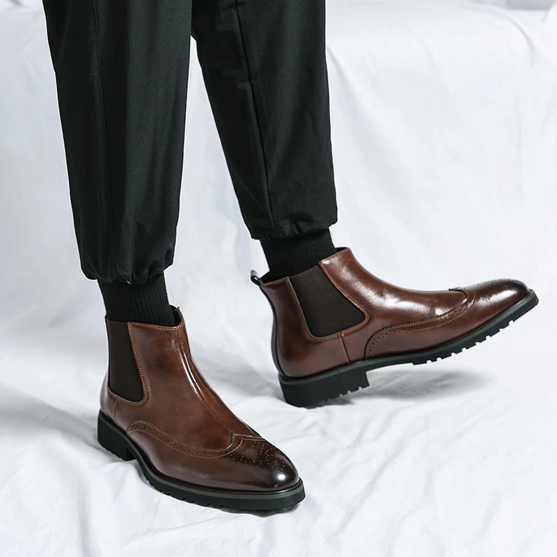 Margot | Elegant Brogue Chelsea Boots With Premium Leather