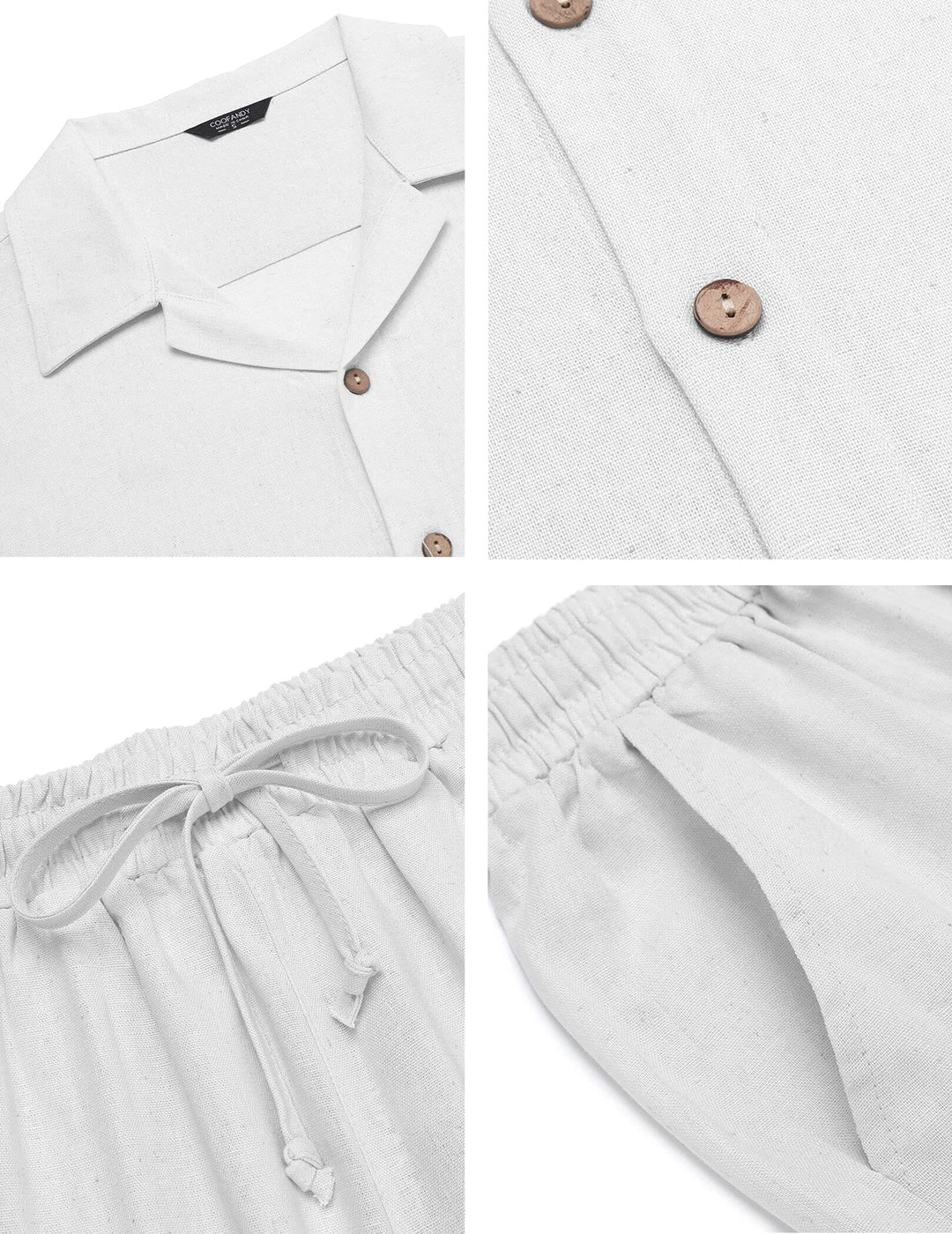 Santiago | Effortless White Linen Beach Set Short Sleeve