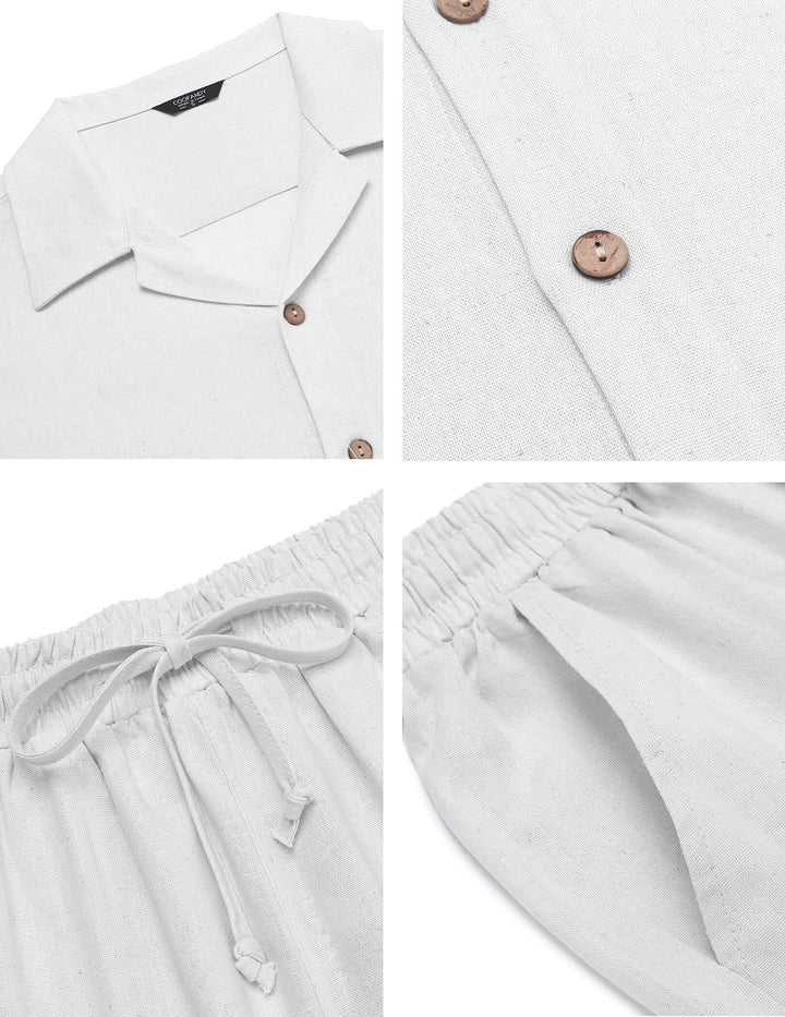 Santiago | Effortless White Linen Beach Set Short Sleeve