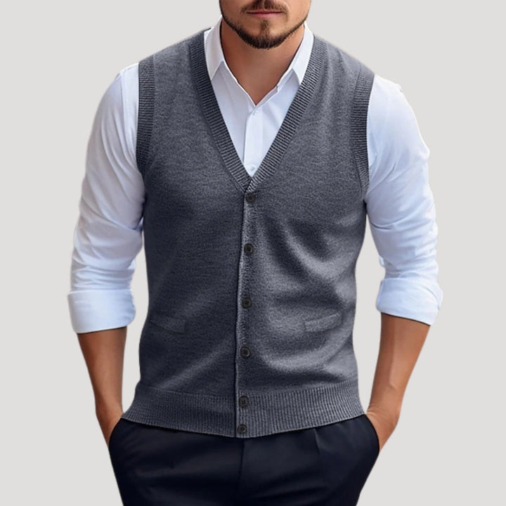 Eliana | Stylish V-Neck Sleeveless Button-Up Knitted Waistcoat