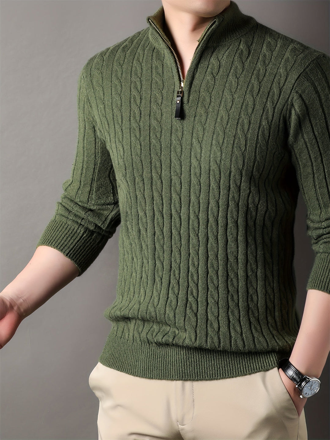 Connor | Men’s Half Zip Ribbed Knit Sweater