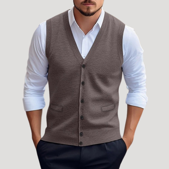 Eliana | Stylish V-Neck Sleeveless Button-Up Knitted Waistcoat