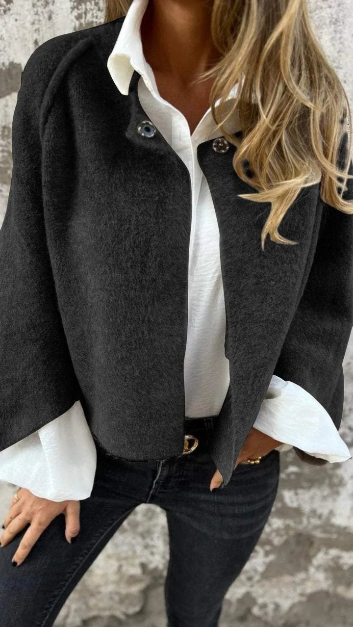 Fallon | Elegant Cropped Wool Coat With Round Neck