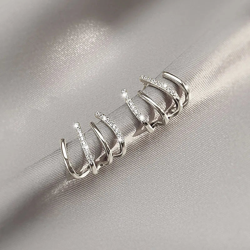 Beatriz | Elegant Gold Crystal Hoop Earrings With Rhinestone Details