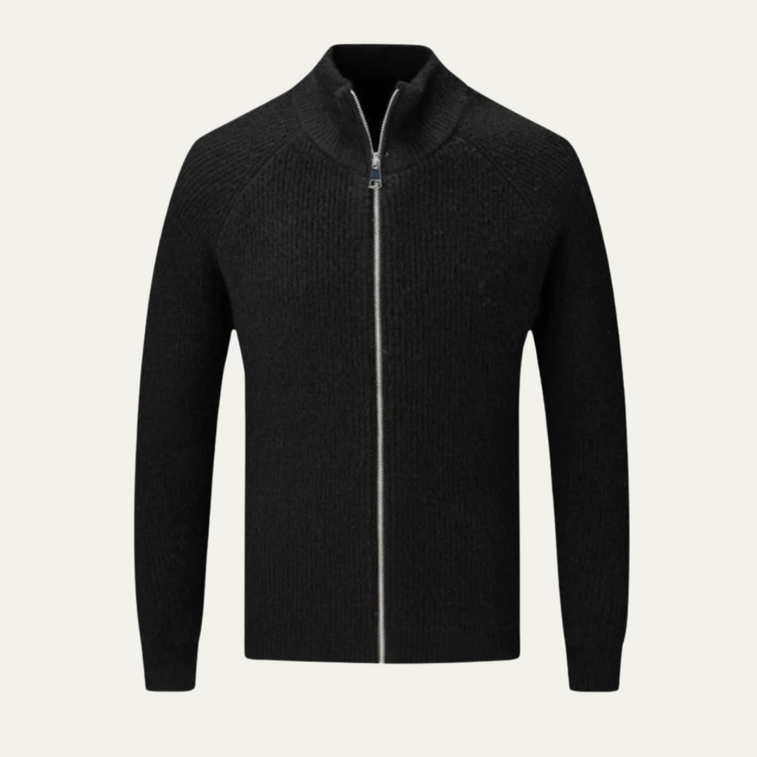 Freya | Elegant Merino Wool Zip-Up Cardigan Men's Knitwear