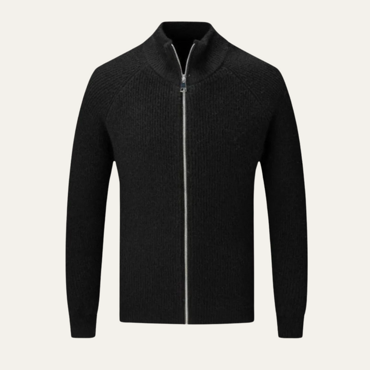 Freya | Elegant Merino Wool Zip-Up Cardigan Men's Knitwear