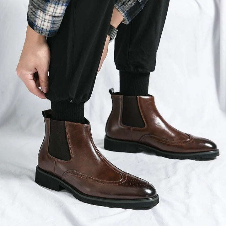 Margot | Elegant Brogue Chelsea Boots With Premium Leather