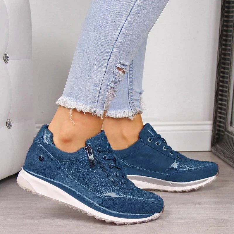 Gabri | Stylish Zip-Up Orthopedic Sneakers With Metallic Accents