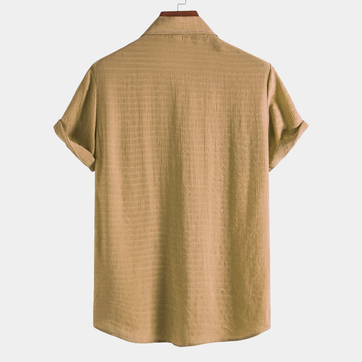 Caspian | Elegant White Linen Short Sleeve Button Up Shirt Men