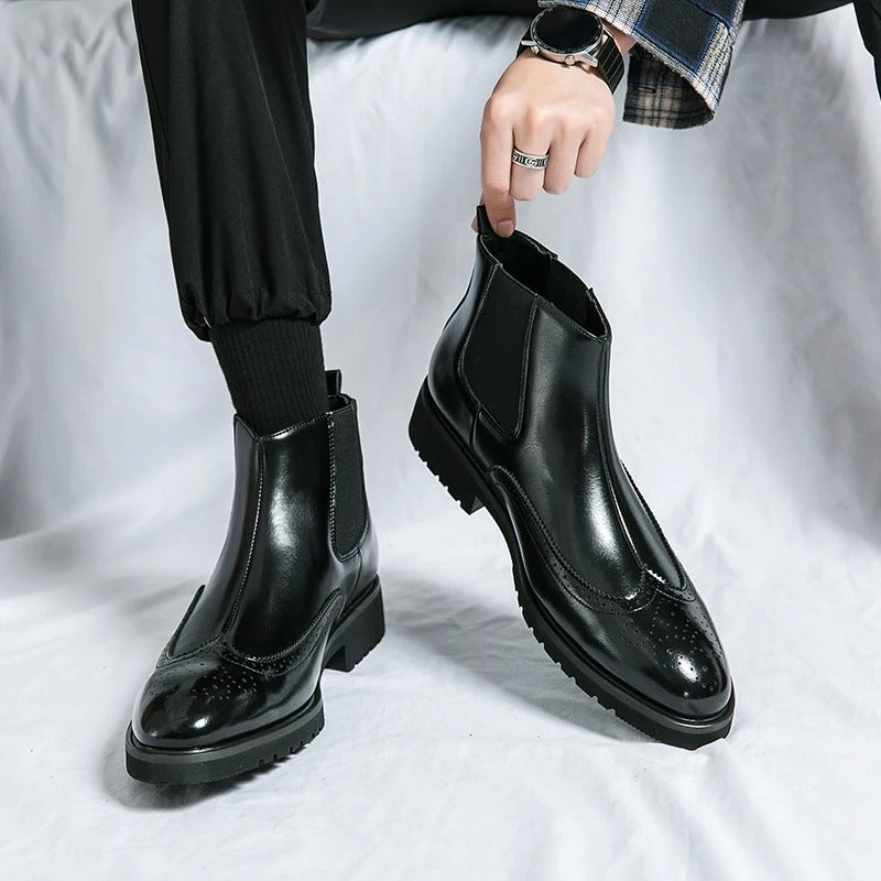 Margot | Elegant Brogue Chelsea Boots With Premium Leather