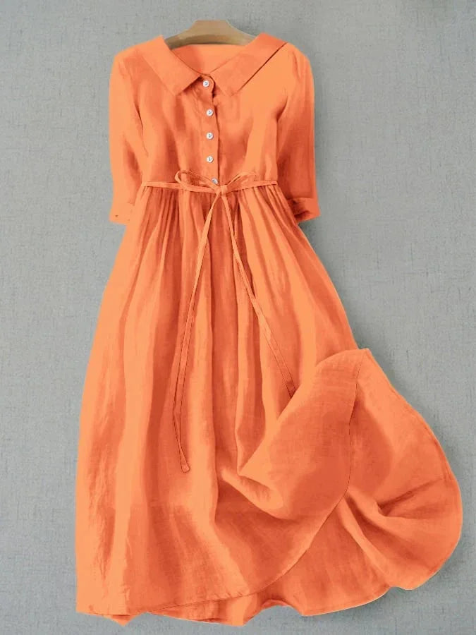 Tess | Elegant Cotton Shirt Dress With Three Quarter Sleeves