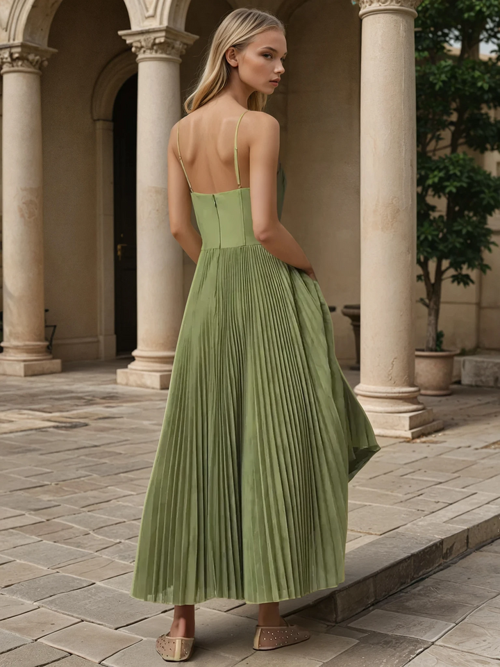 Margot | Elegant Pleated Bustier Maxi Dress