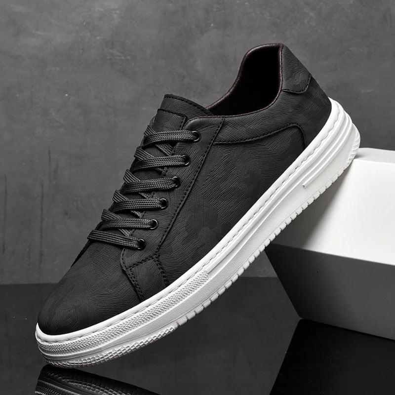 Margot | Stylish Black Leather Lace-Up Sneakers For Men