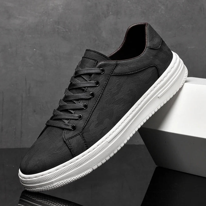 Margot | Stylish Black Leather Lace-Up Sneakers For Men
