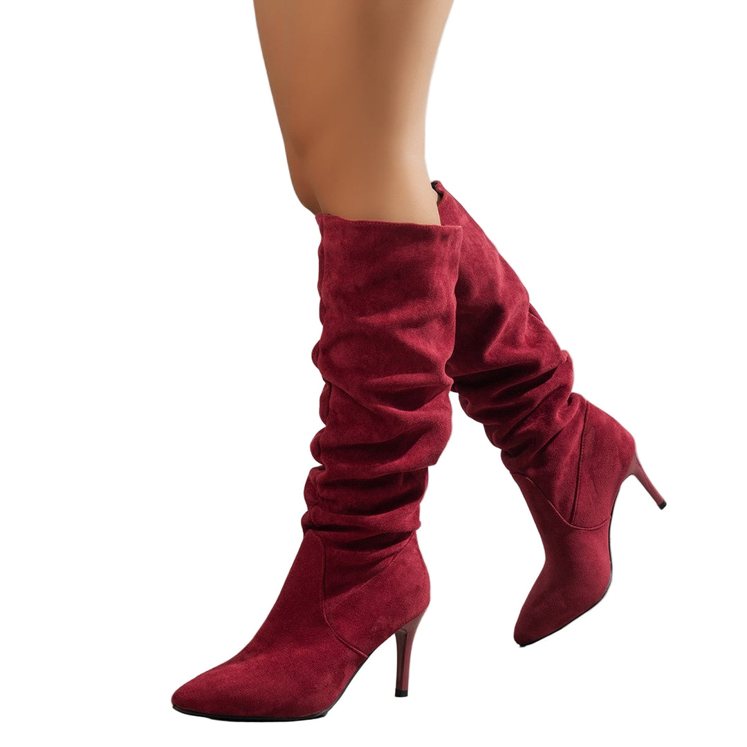 Cordelia | Chic Pointed Toe Slouchy Knee High Stiletto Boots