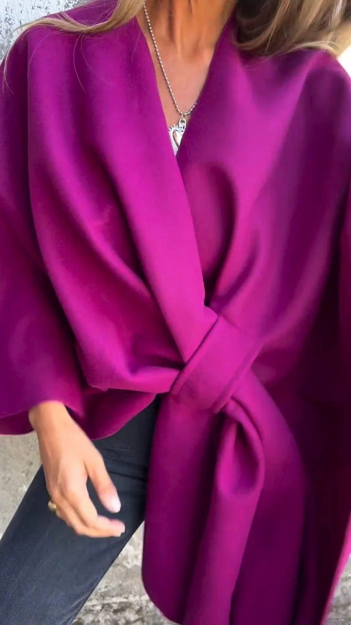 Freya | Elegant V-Neck Cape Jacket With Wrap Silhouette