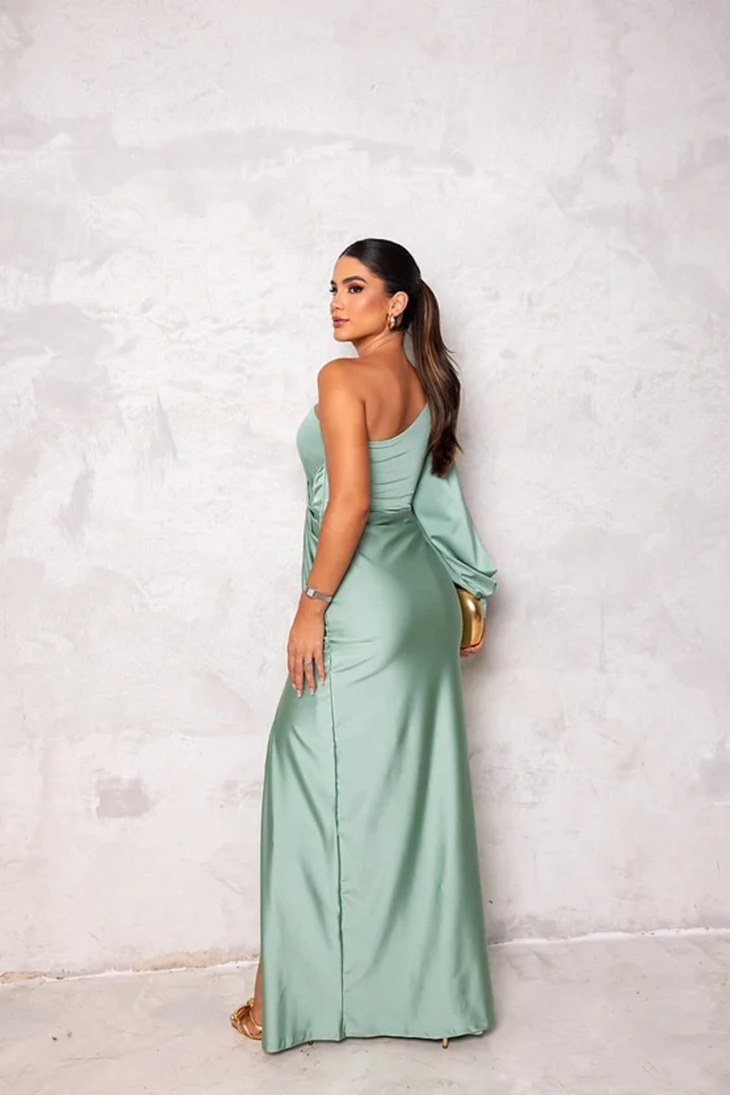 Elena | Elegant One Shoulder Drape Maxi Gown