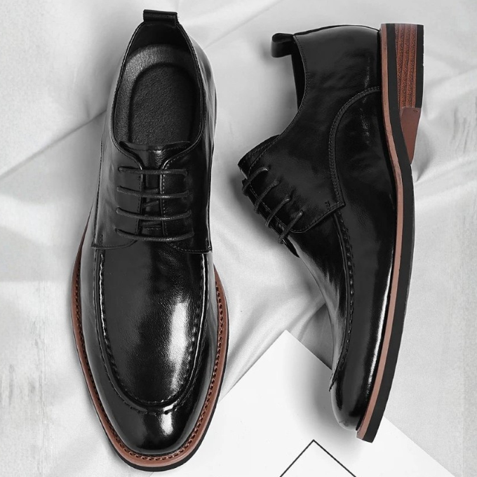 Lorenzio | Elegant Men's Brown Leather Oxford Dress Shoes