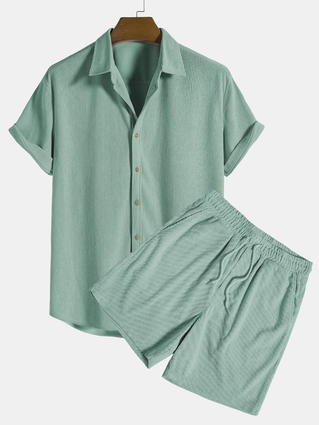 Bali | Elegant Striped Linen Two Piece Set Men Short Sleeve