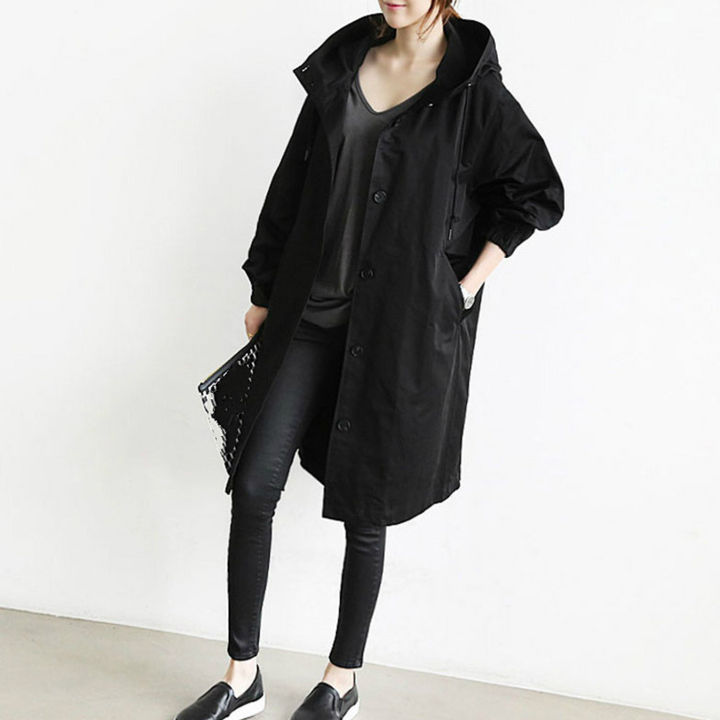 Nina | Chic Hooded Waterproof Trench Coat With Oversized Silhouette