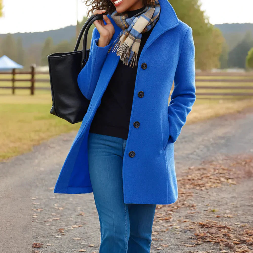 Elise | Elegant Long Black Coat With Classic Silhouette
