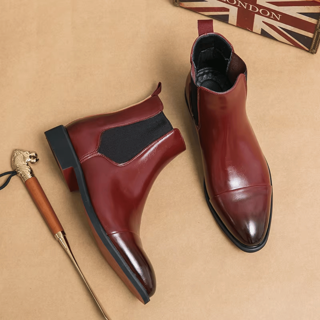 Rosie | Elegant Premium Leather Chelsea Boots With Red Sole Detail