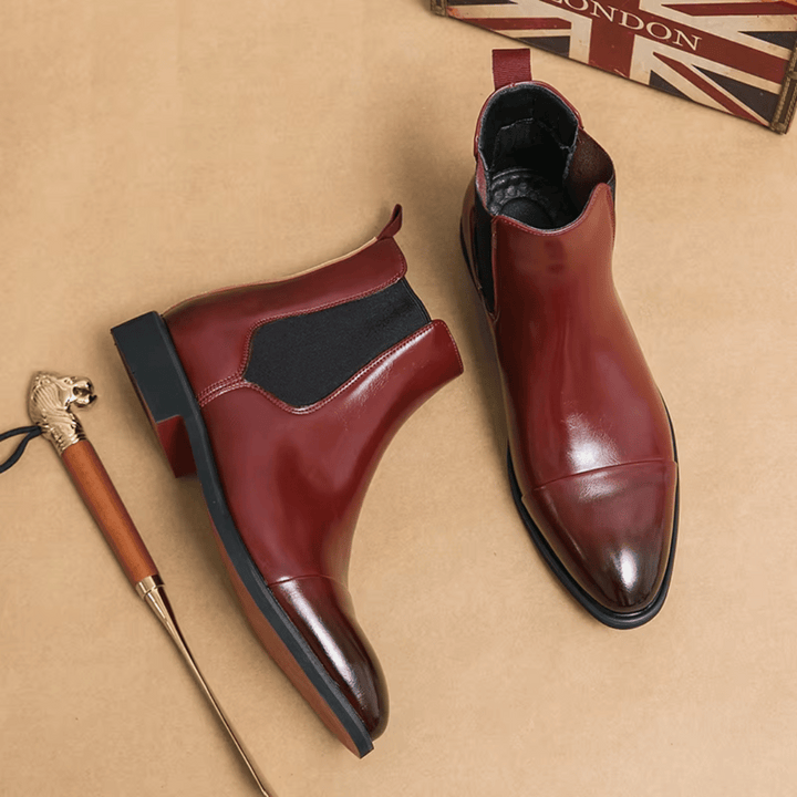 Rosie | Elegant Premium Leather Chelsea Boots With Red Sole Detail