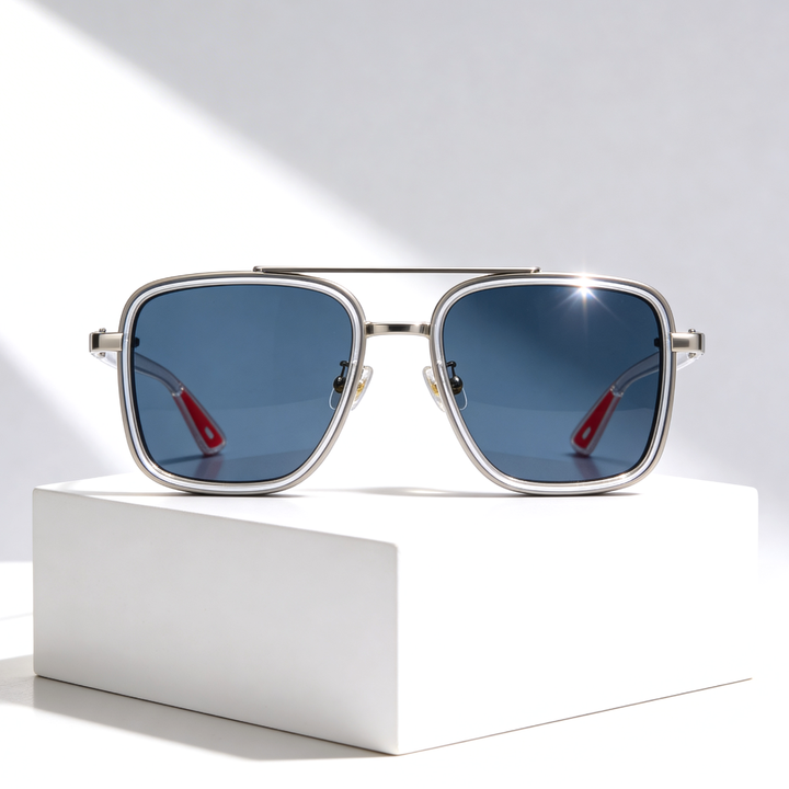 Hannah | Sleek Vintage Square Metal Frame Sunglasses