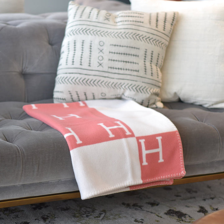 Evy | Elegant Wool Cashmere Throw Blanket With Monogram Pattern
