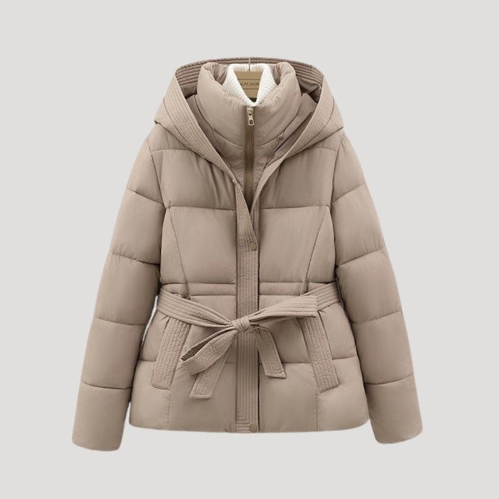 Margot | Stylish Belted Hooded Puffer Jacket With Quilted Design