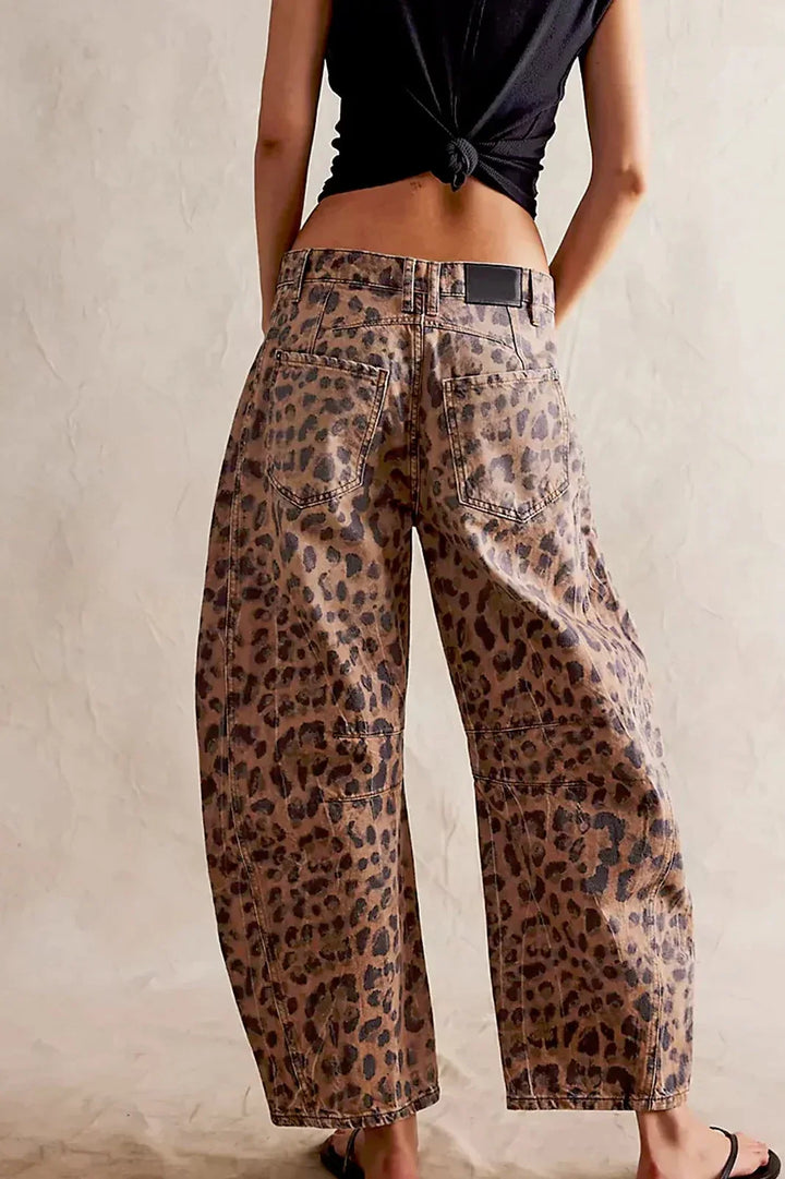 Pandora | Stylish Leopard Print Wide Leg Barrel Jeans Women
