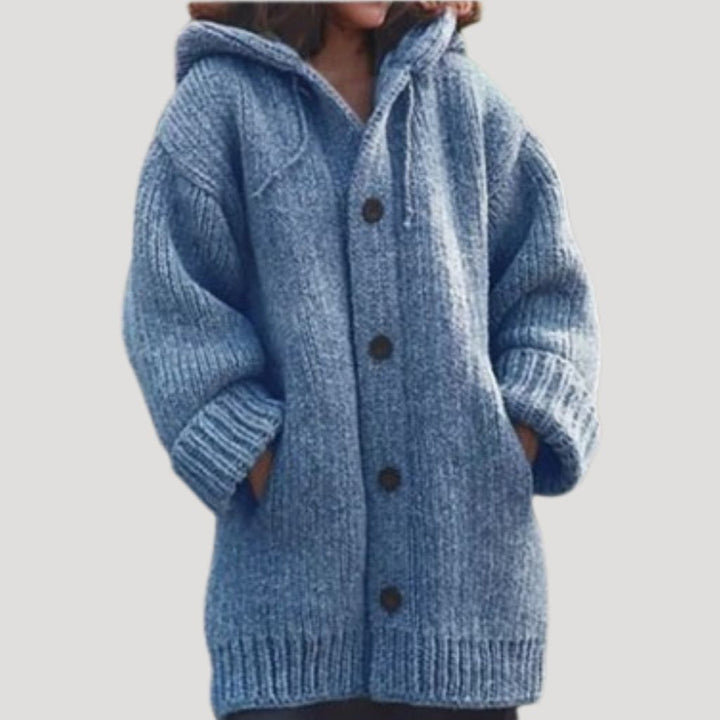 Margot | Elegant Hooded Long Chunky Knit Cardigan