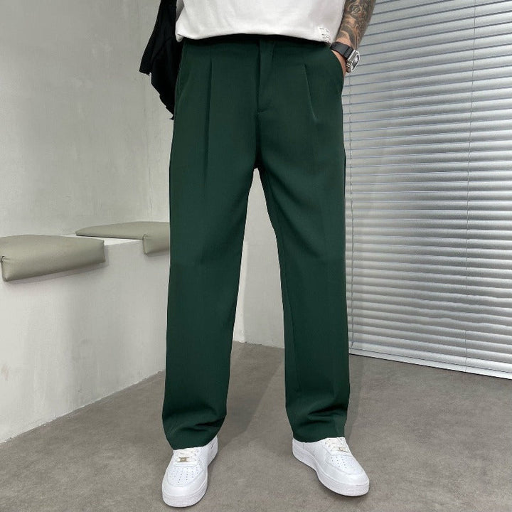 Oliver | Elegant Pleated Wide-Leg Trousers For Men