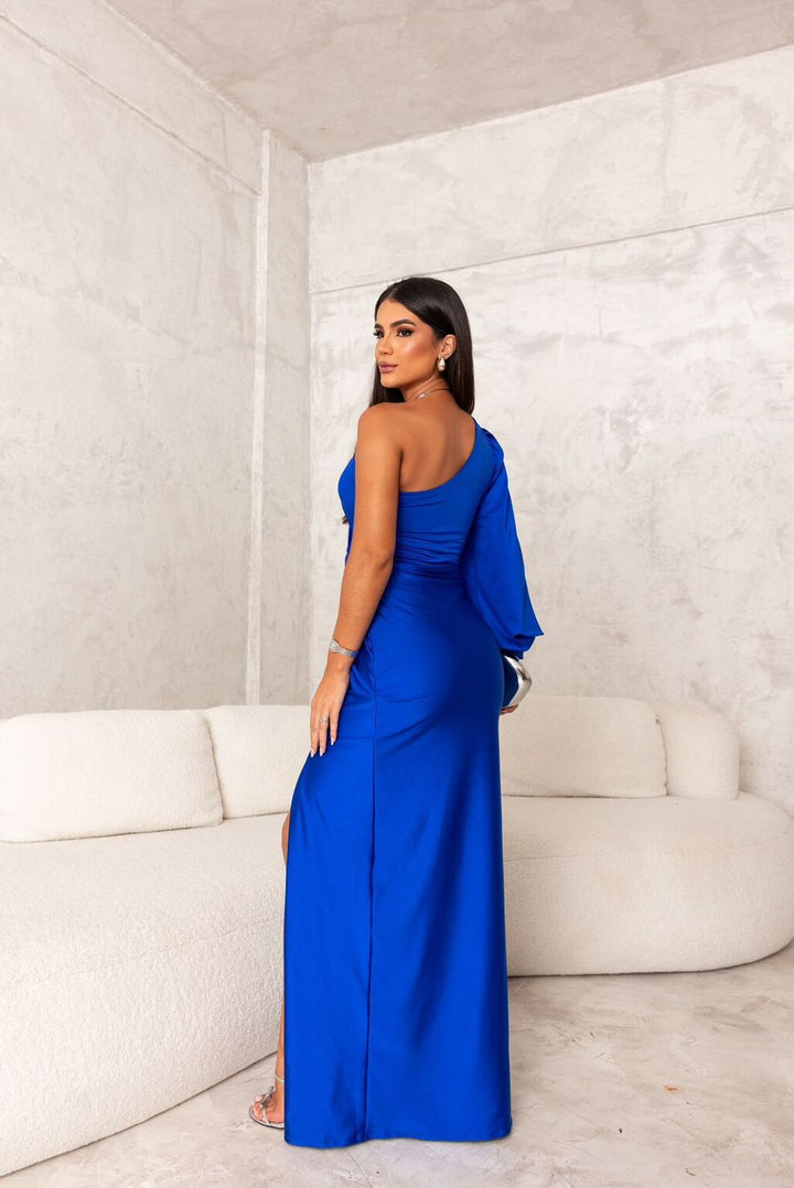 Elena | Elegant One Shoulder Drape Maxi Gown