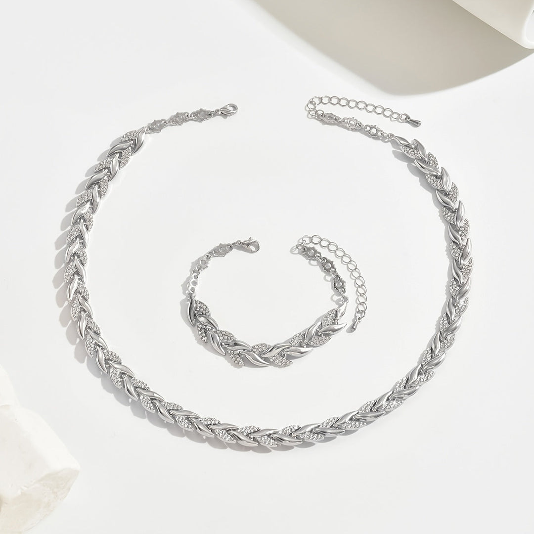 Fiona | Elegant Rhinestone Chain Necklace And Bracelet Set
