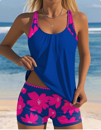Elara | Chic Halter Tankini Set With Floral Print