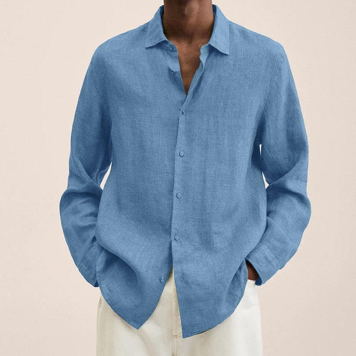 Giovanni | Elegant Men's Long Sleeve Linen Button Up Shirt