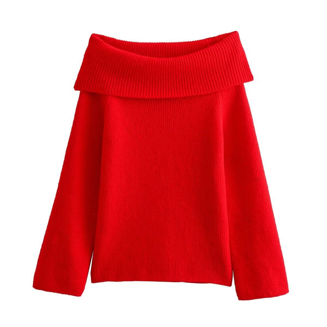 Sophia | Elegant Off Shoulder Black Knit Jumper Women