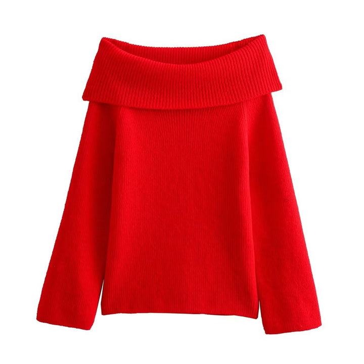 Sophia | Elegant Off Shoulder Black Knit Jumper Women